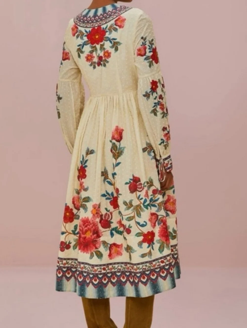 FARM Rio Mosaic Sands Floral Wrap Midi Dress - Picture 4 of 7